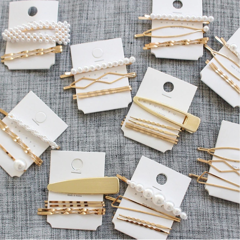 LAST ONE ❗️- Gold and Pearls Hairpin Barrettes Set - Picture 2 of 2